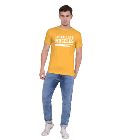 American-Elm American-Elm Men Slim Fit Yellow Cottton Stylish Printed T-Shirt Hapuka T Shirt-Men