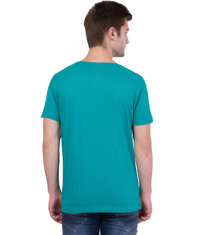 American-Elm American-Elm Men Turquoise Cotton White Text Printed T-Shirt Hapuka T Shirt-Men