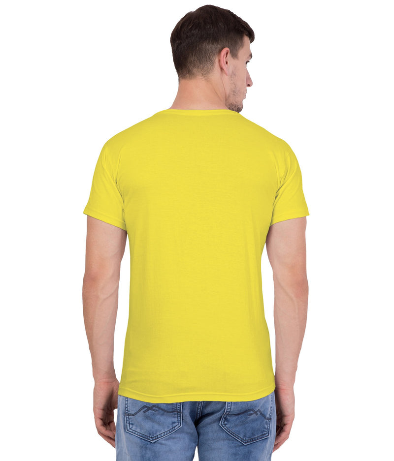 American-Elm American-Elm Men Yellow Cotton Printed Round Neck Casual T-Shirt Hapuka T Shirt-Men