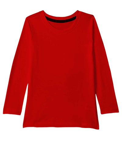 American-Elm American-Elm Red Plain 100% Cotton Full Sleeve Tshirt for Boys | Solid Tshirt for Kids Hapuka T Shirt-Boys