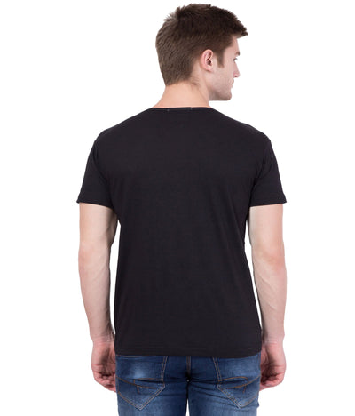 American-Elm American-Elm Round Neck Tshirts for Men/ Black Half Sleeve Cotton T-Shirt- Slim Fit Hapuka T Shirt-Men