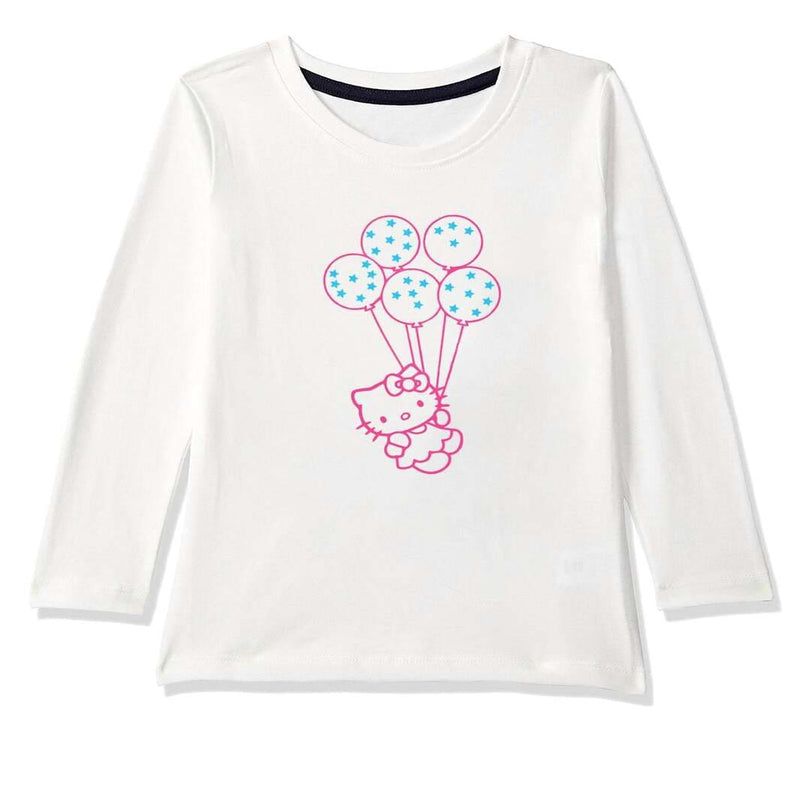 American-Elm White Coloured Full Sleeves Multicoloured Cartoon Printed T-shirt for Girls | Cartoon Print T-Shirt for Kids