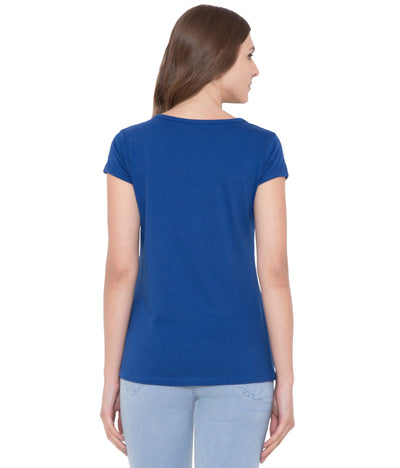 American-Elm American-Elm Women's Royal Blue Round Neck Doll Printed T-Shirt Hapuka T Shirt Women