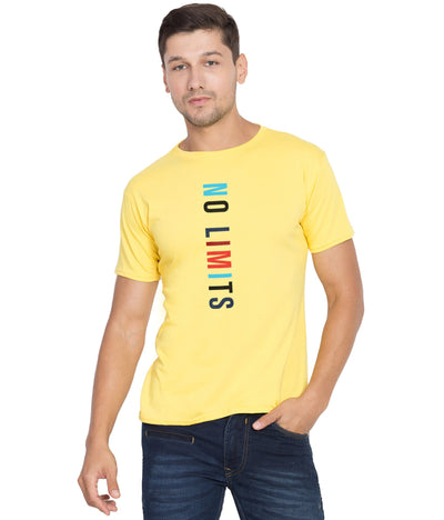 American-Elm American-Elm Yellow Cotton Half Sleeves Printed Tshirts for Men | Casual Printed Cotton T-shirt Hapuka T Shirt-Men