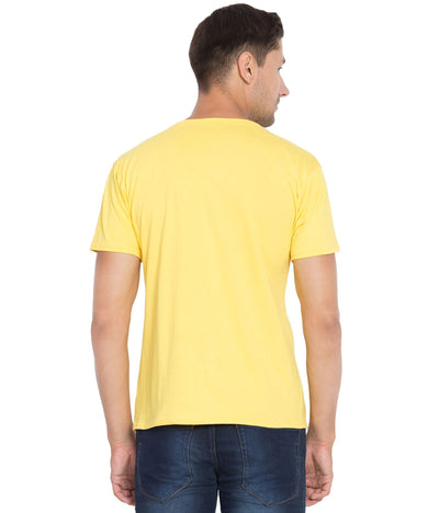 American-Elm American-Elm Yellow Cotton Half Sleeves Printed Tshirts for Men | Casual Printed Cotton T-shirt Hapuka T Shirt-Men