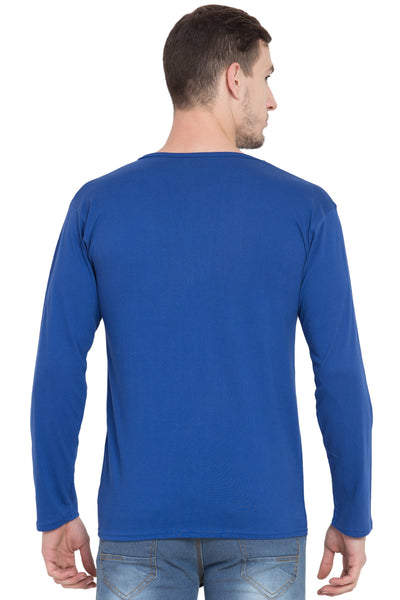 American-Elm AmericanElm Royal Blue Printed Cotton Round Neck T-shirts for Men Full sleeves- Explorer 80 Hapuka T Shirt-Men