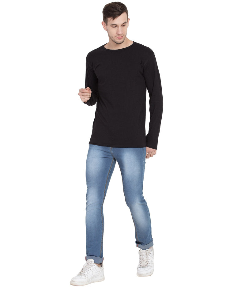 Cliths Black Full Sleeves Tshirt for Men, Premium Cotton Round Neck Tshirts