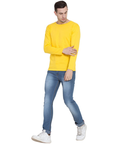 Cliths Classic Yellow Full Sleeve Round Neck Tshirt For Men