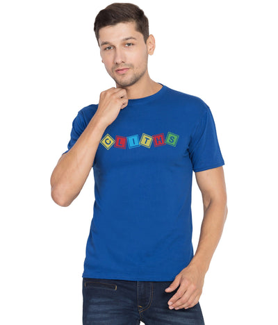 Cliths Cliths Men's Royal Blue Stylish Printed Cotton Casual T-shirt for Daily wear Hapuka T Shirt-Men
