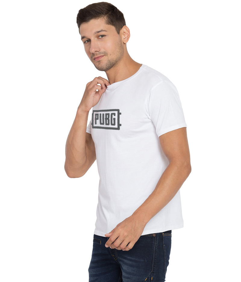 Cliths Cliths Printed Pubg Tshirts For Men/White And Grey Graphic Tshirts For Men Cotton Hapuka T Shirt-Men