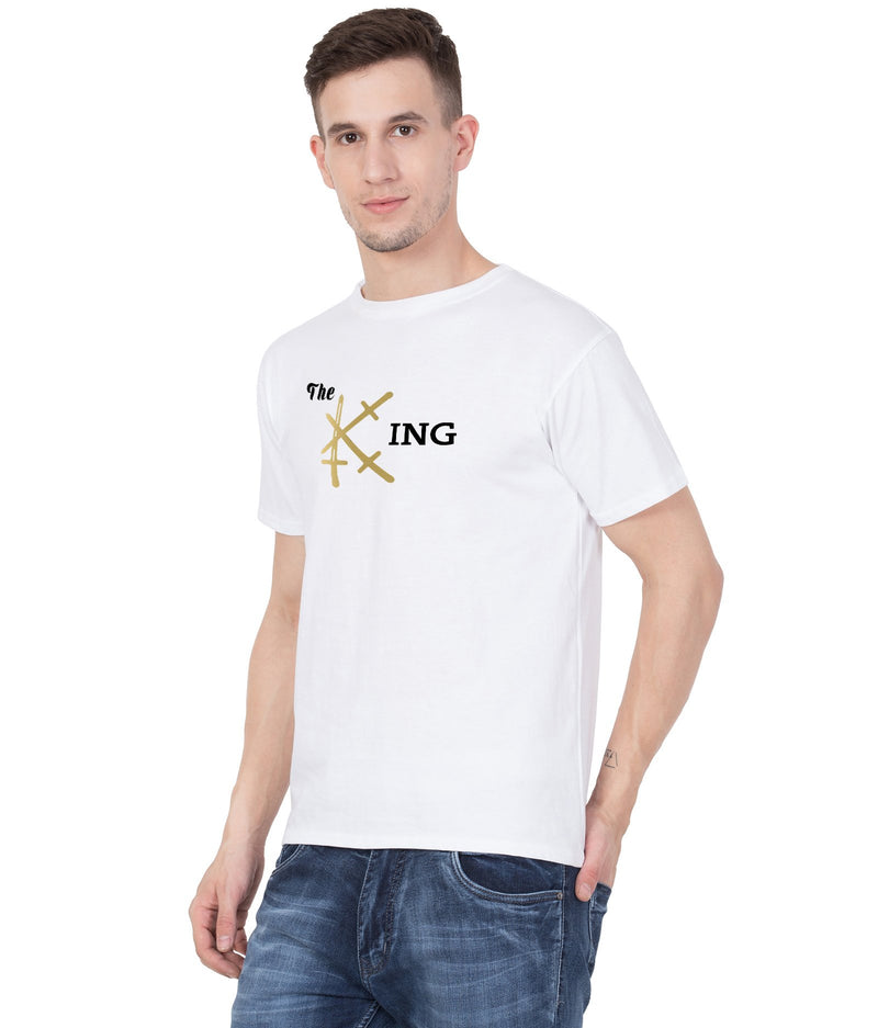 Cliths Cliths White Cotton King Sword Printed Tshirt For Men Hapuka T Shirt-Men