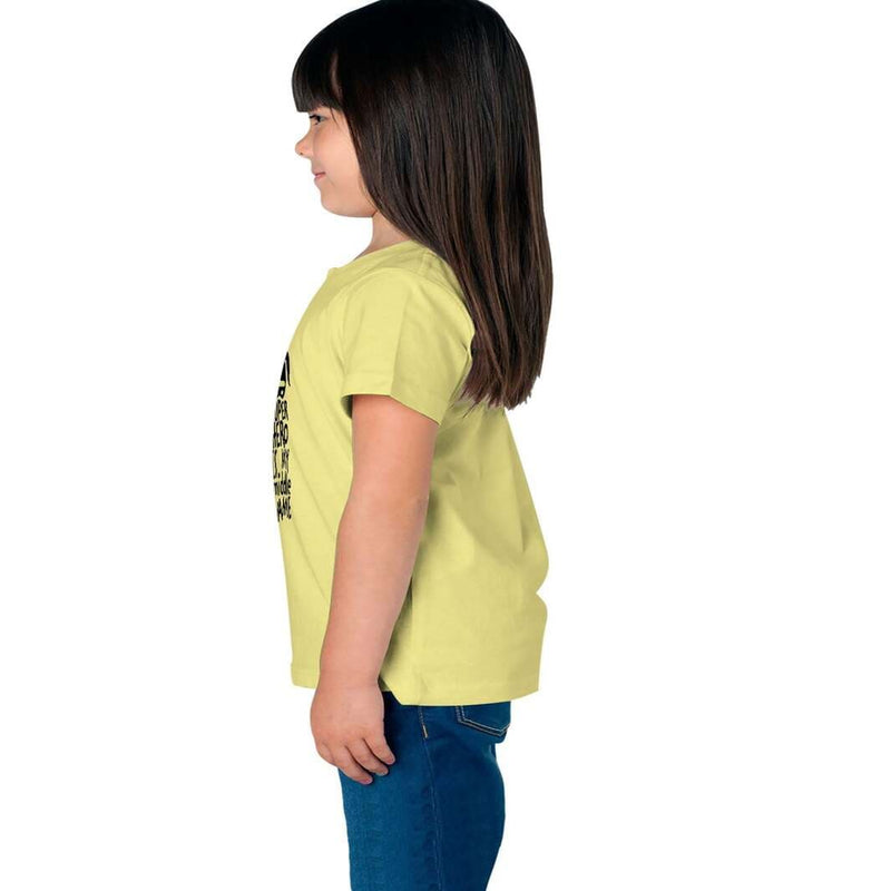Haoser Girls Black Printesd Yellow Cotton Regular Fit T-Shirt