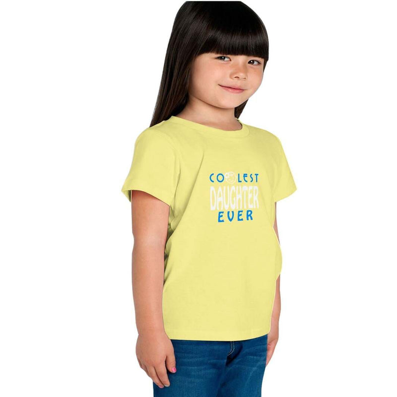 Haoser Girls Blue ,White Printed Yellow Cotton Regular Fit T-Shirt
