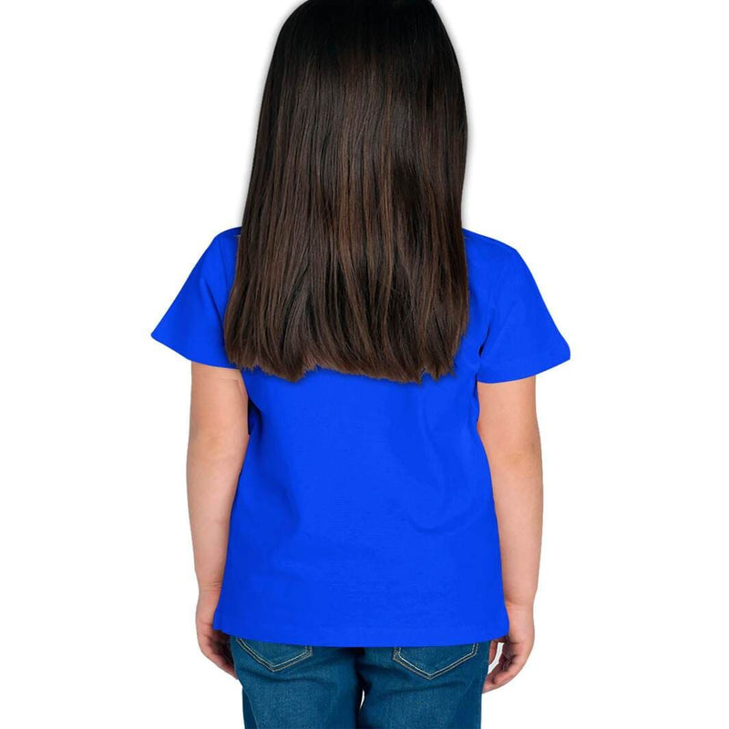 Haoser Girls Royal Blue Cotton Printed Regular T-Shirt