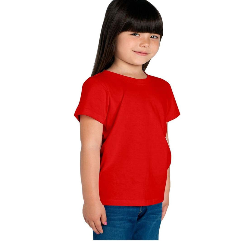 Haoser Half Sleeve Red Solid Cotton T-Shirt for Girls