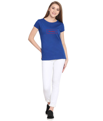 Haoser Haoser Sunday Typographic Red Printed Half Sleeve Round Neck 100% Royal Blue T-Shirt For Women's Hapuka T Shirt Women