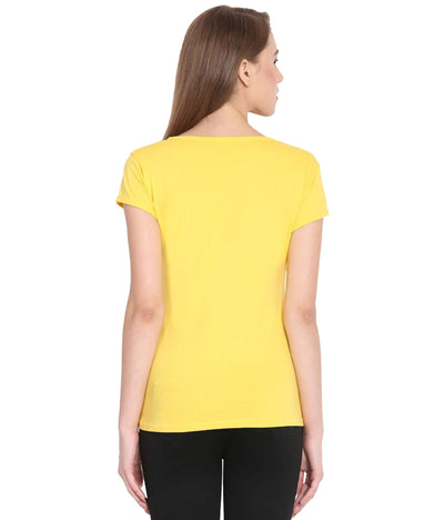 Haoser Haoser Women's Yellow Stylish Round Neck Printed T-Shirt Hapuka T Shirt Women