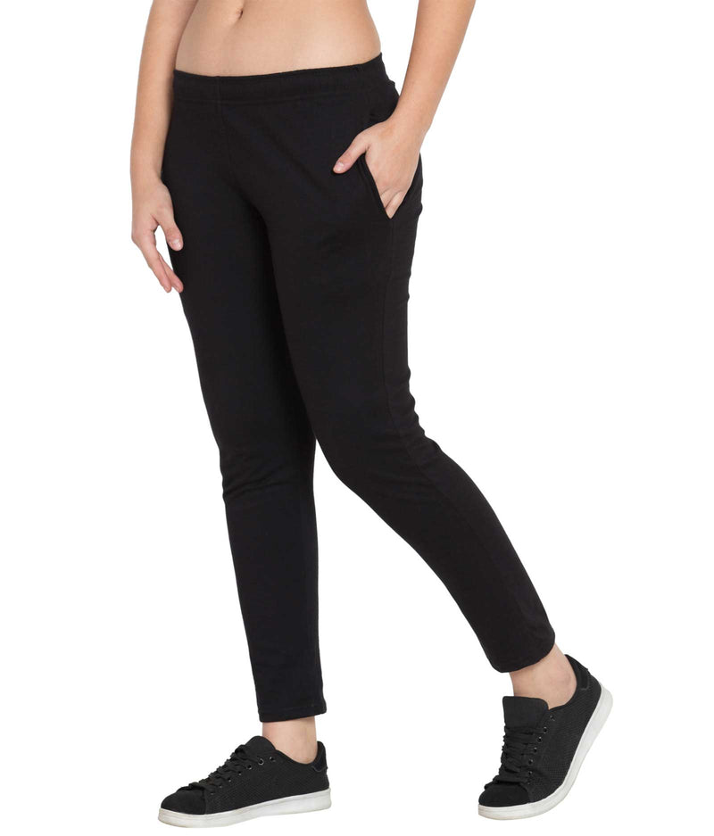 American-Elm American-Elm Black Cotton Lowers for Women Stylish Slim Fit Regular Use Trackpant for Women Hapuka Track Pant & Joggers-Women