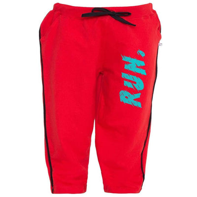American-Elm Boys Red Cotton Sky Blue Run Printed Regular Fit Track Pant