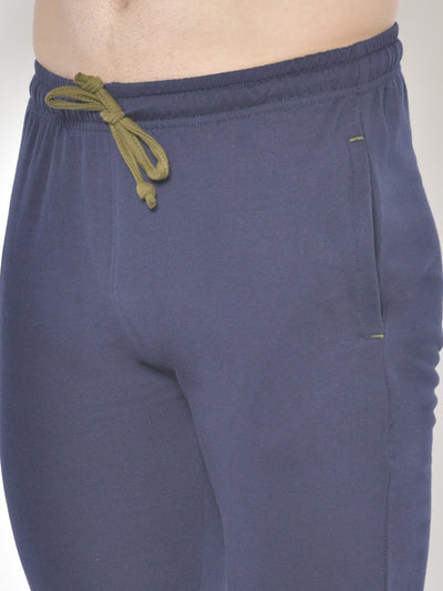 American-Elm American-Elm Men's Navy Blue Slim Fit Contrast Cotton Jogger Track Pants Hapuka Track Pant & Joggers- Men