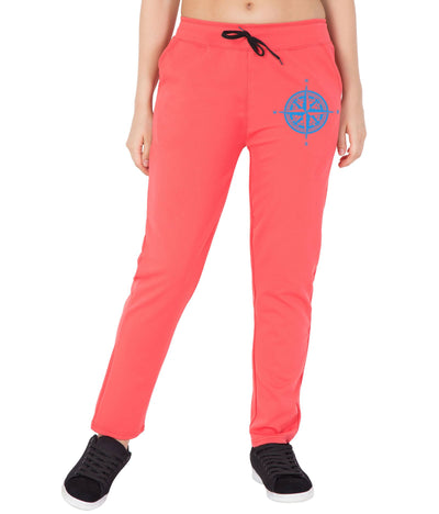 American-Elm American-Elm Orange Polyster Printed Stylish Track Pants For Womens Hapuka Track Pant & Joggers-Women