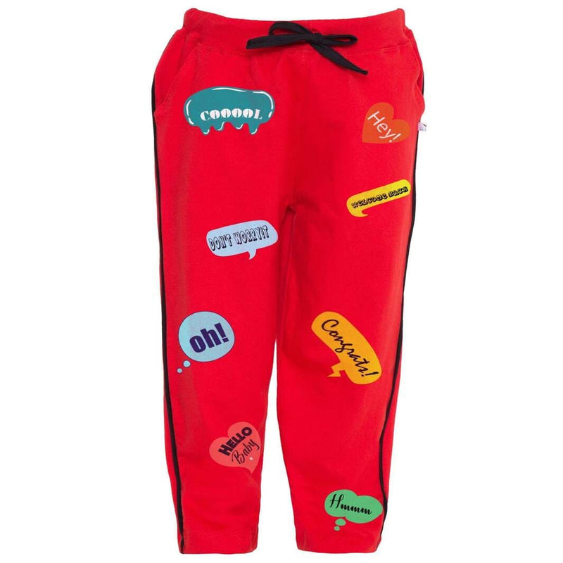 American-Elm Red Kids Cotton Track pants for Boys | Regular Fit Boys Cotton Lower