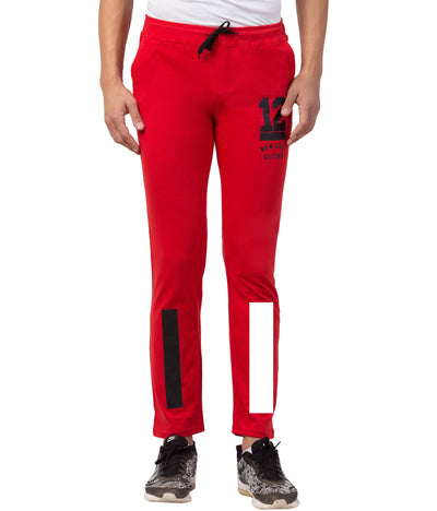 Cliths Cliths Red Cotton Printed Track Pants For Men Hapuka Track Pant & Joggers- Men