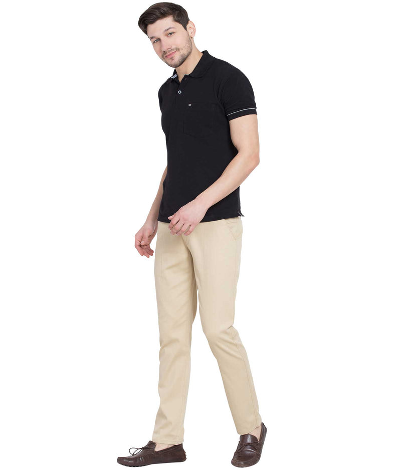 American-Elm Beige Cotton Stretchable Casual Trouser for Men/ Chinos Pant for Men