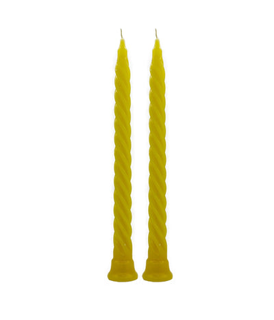 American-Elm American-Elm 2 Pcs Unscented Long Yellow Spiral Twisted Pillar Candle (Yellow_1.8 x 13 Inch) Hapuka Twisted Pillar Candle