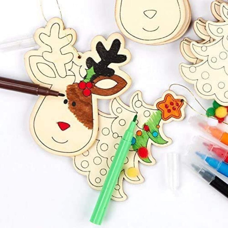 AmericanElm Kid Friendly DIY Holiday Christmas Themed Ornaments -Decorate Your Own - Pack of 5.