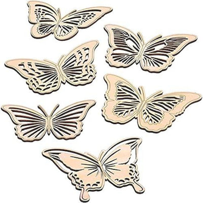 Whittlewud Pack of 6 Butterfly Wood Wall Art, Beautiful Indoor, Outdoor Home Decor for Kids/Girls Bedroom (4.3 x 0.25 x 5 inches)