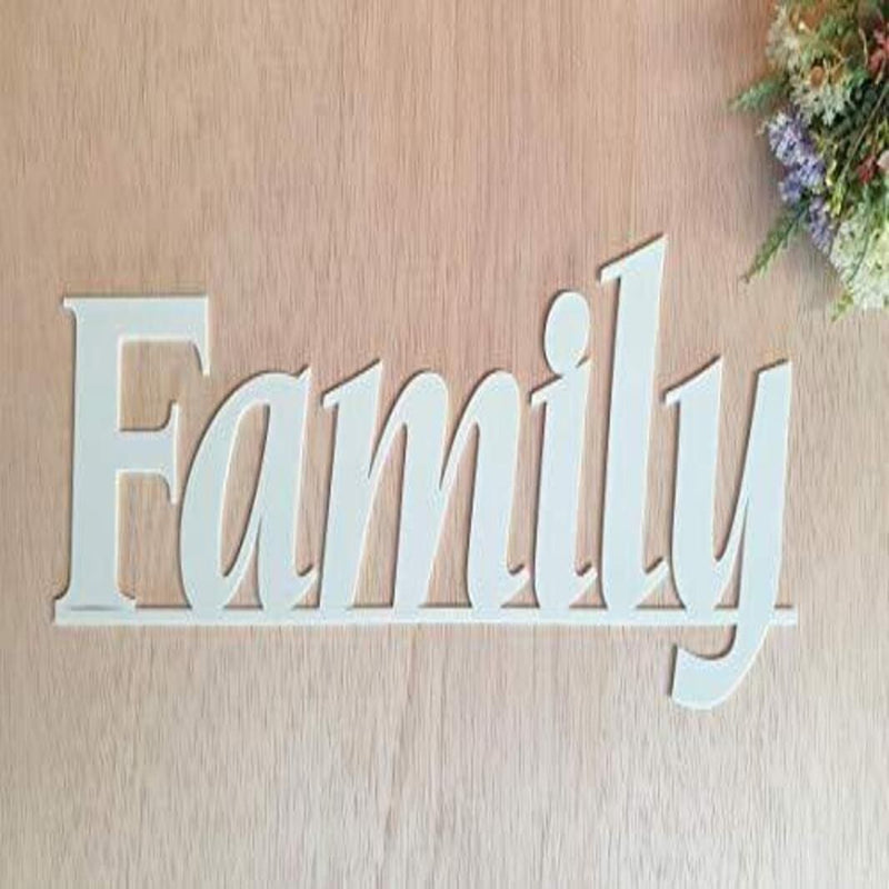 AmericanElm Family Acrylic Wall Sign. Family Wall Art. Family Word Sign. Home Decor. White Family, Wall Sign. 3mm Laser Cut Wall Sign.