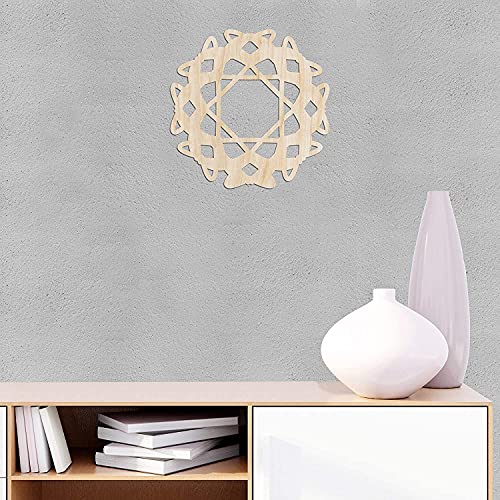 Whittlewud Mandala Wooden Wall Art, Cell Look Abstract Floral Symmetric, Wood Wall Art Accent for Hallway Bedroom Living Room(11.4In X 11.4Inchx3MM)