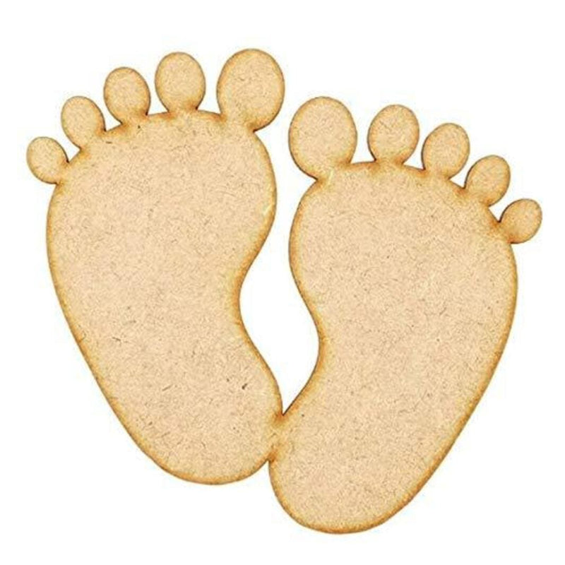 AmericanElm Pack of 10 Pcs DIY MDF Cutouts for Art and Craft Work, Cute Baby Feet Craft Shapes Available Multiple Sizes & 2.3MM Thickness.