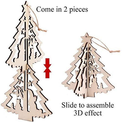 AmericanElm (Pack of 40) Christmas Wood Cutouts, Unfinished Tree-Shaped Wooden Ornaments for Holiday Card Decoration, Xmas Gift Tags, Burlap String Pre-Tied Slices Rustic Coaster Décor