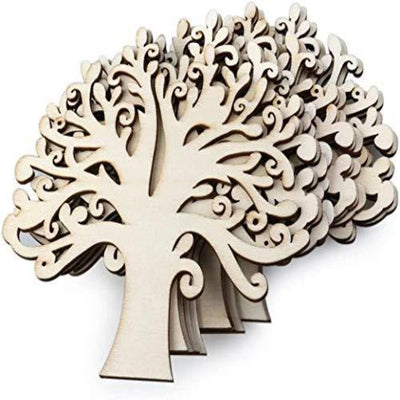 American-Elm Blank Pack of 10 Pcs. Wooden Tree Embellishments for DIY Crafts.