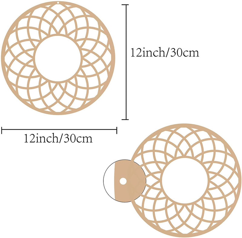 Cliths 12 inch lower Torus Wall Art Laser Cut Wooden Wall Sculpture Home Decor Sacred Geometry Meditation Spiritual Symbol Unfinished forPack Of 1