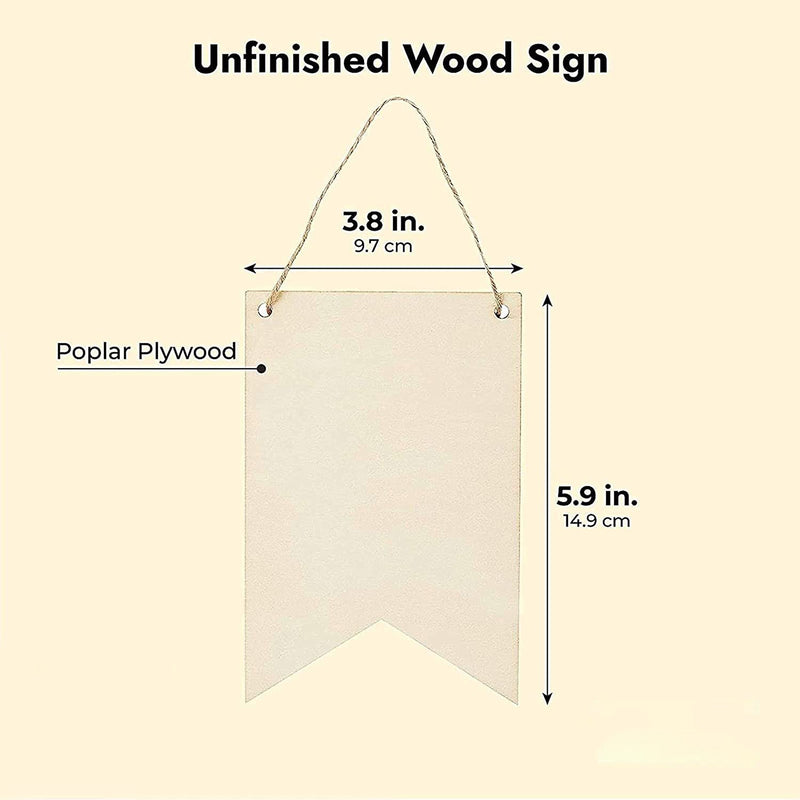 Cliths Unfinished Hanging Wood Sign for Crafts, Home Decor 5.9 x 3.8IN, Pack Of 48 Pack