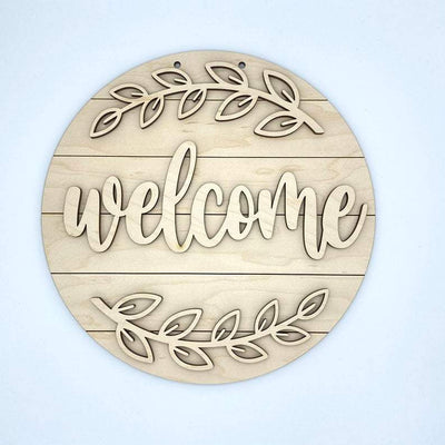 Haoser 10" IN Welcome Wood Cutout Sign Farmhouse Front Door Sign with hole, Wall Hanging Pendant Ornament for Home Restaurant Bar Coffee Halloween