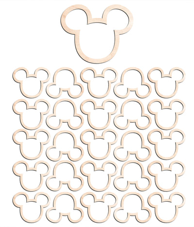 Haoser 3mm Wooden Micky cutouts for Scrapbooking Arts Crafts DIY Decoration Display Décor