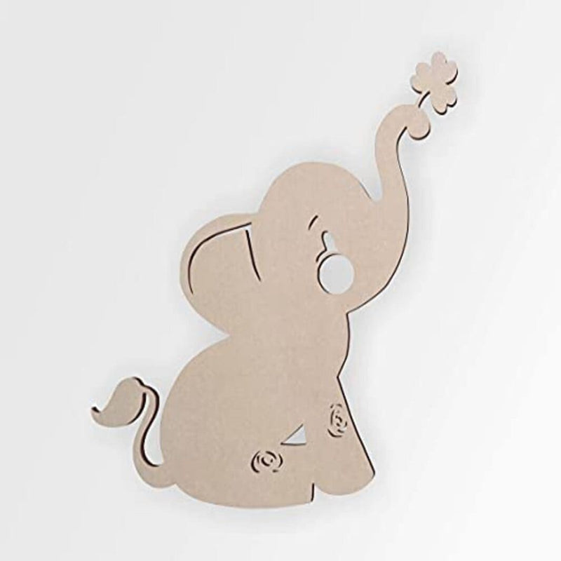 Whittlewud Blank ELEPHANT-WITH-Clover Shape clover, Wooden MDF Cut Out for DIY Art & Craft Available Multiple Sizes And Thickness.
