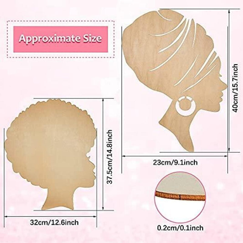 Whittlewud Pack of 2 Pieces Girl Wooden Cutouts DIY Wooden Template Mother and Child Wreath DIY Template Head Wooden Silhouette for DIY Mother&