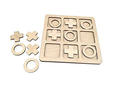 Whittlewud Wooden Birch ply Puzzle Game Board, Wooden Tic Tac Toe board game, XOXO table game gift for kids, Classic Family Game.
